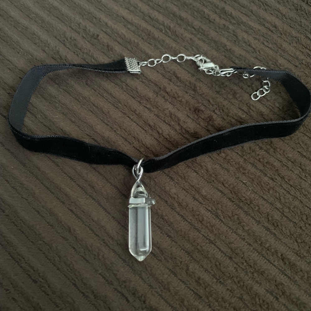 Brand new crystal faux suede choker necklace